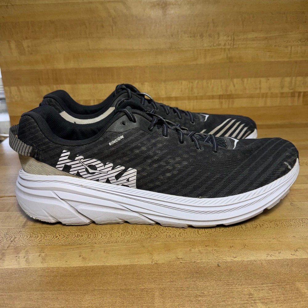 Hoka One One Rincon Mens Running Shoes Black White 1102874 BWHT Size 15